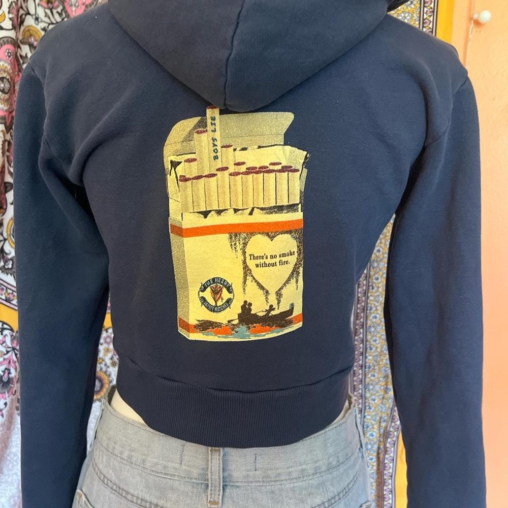 Boys Lie Navy Hoodie with Graphic Print